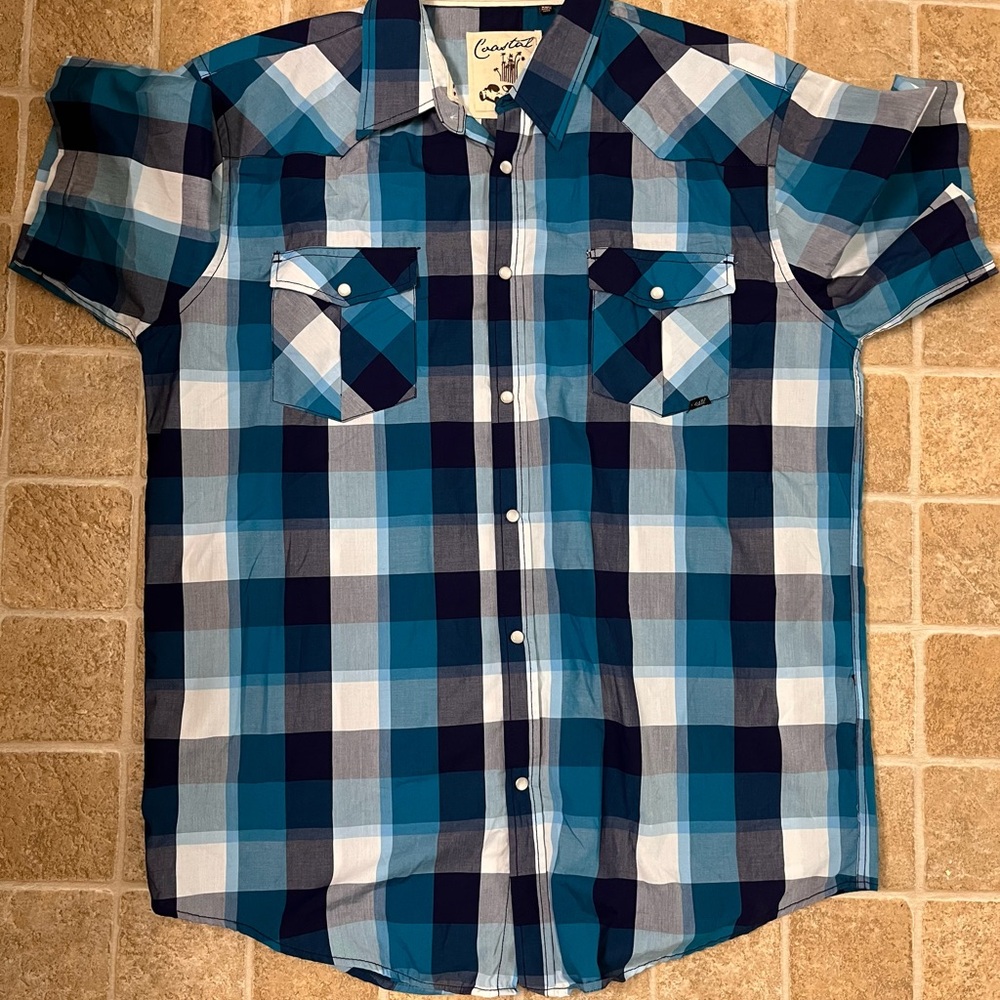 Men plaid blue shirt 2xl   (Cart G-101)